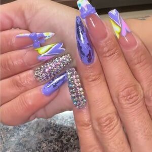Colorful Rhinestone Nail Art